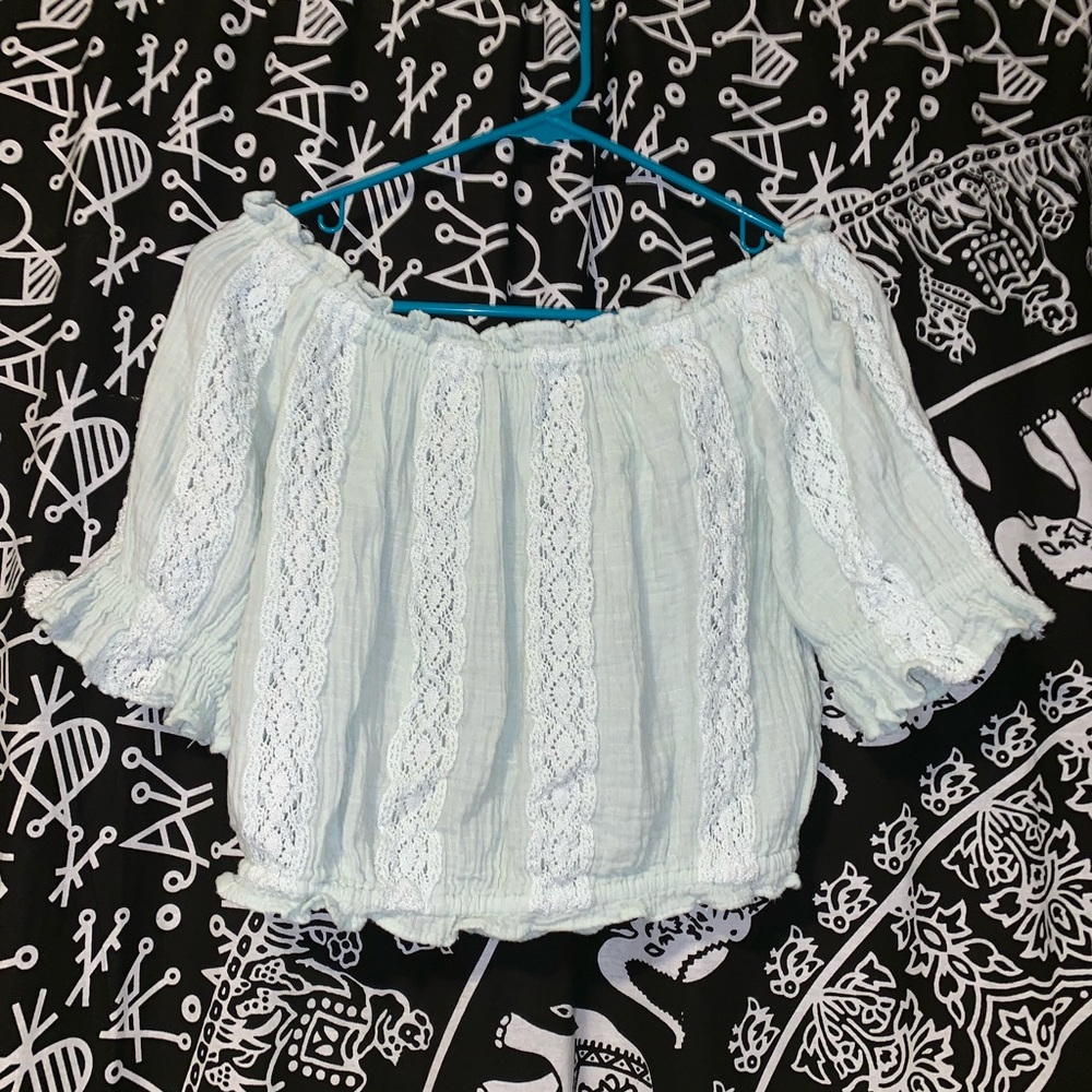 coral green crop top - Picture 2 of 2